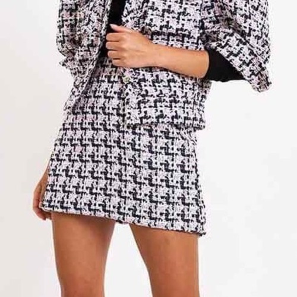 Christy Lynn Jocelyn Tweed Mini Skirt Pink Size 4 Clueless Preppy Academic